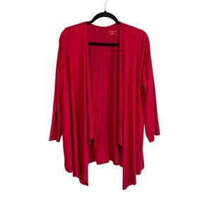 Catherines Womens Red Stretch Waterfall Front Jersey Knit Cardigan Size 14/16W